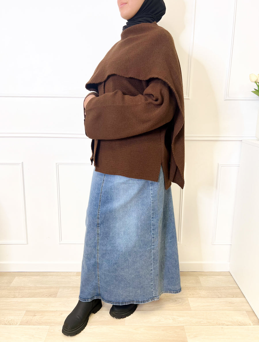 Gilet cape - Chocolat