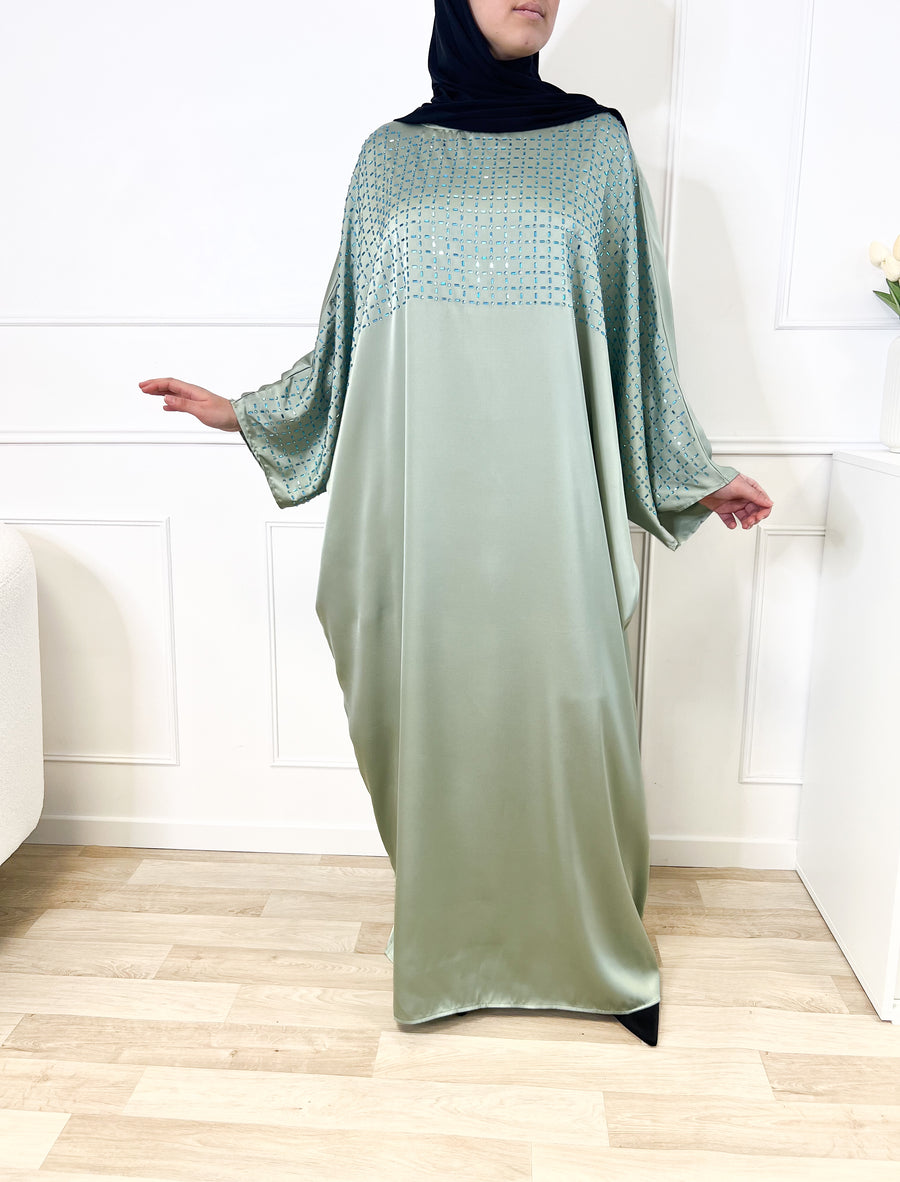 Abaya diamond - Vert d'eau