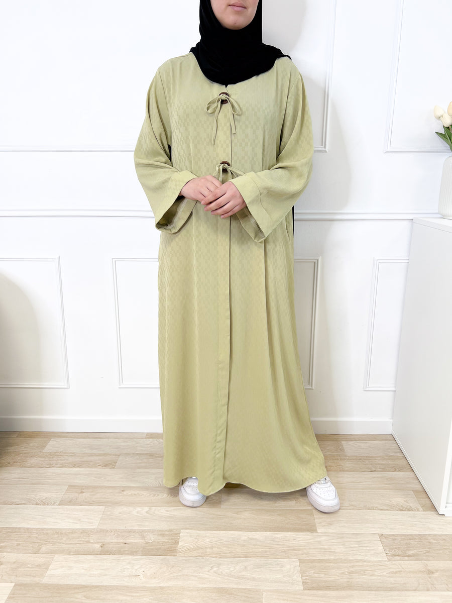 Abaya damier - Vert sauge