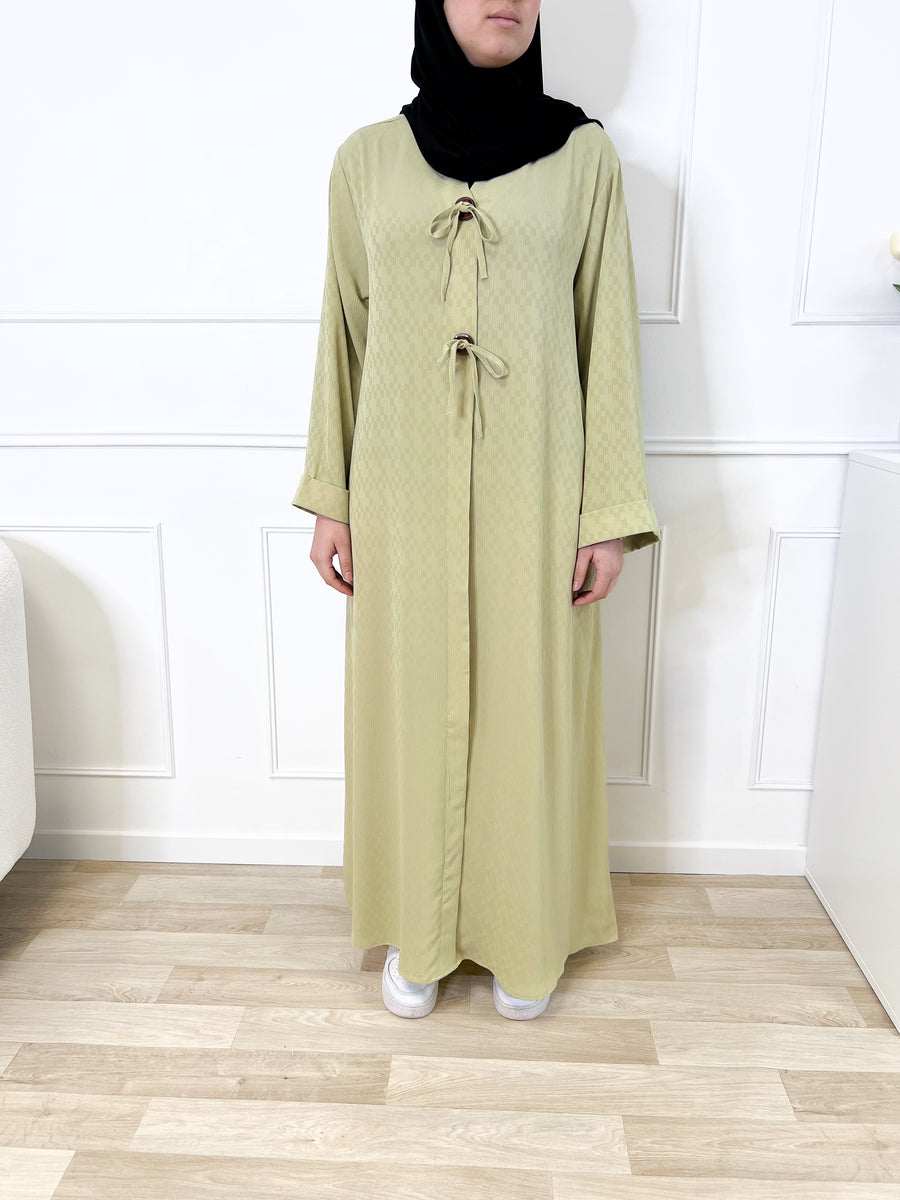 Abaya damier - Vert sauge