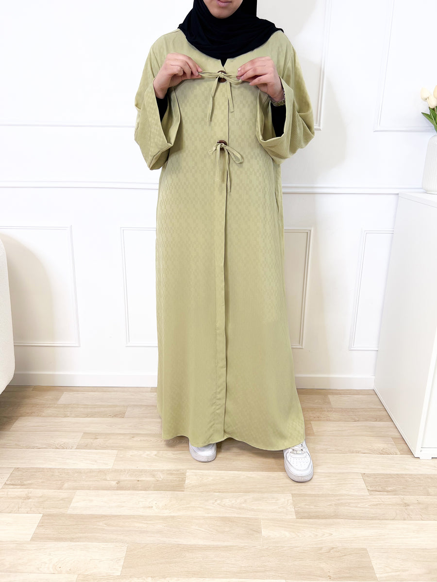 Abaya damier - Vert sauge