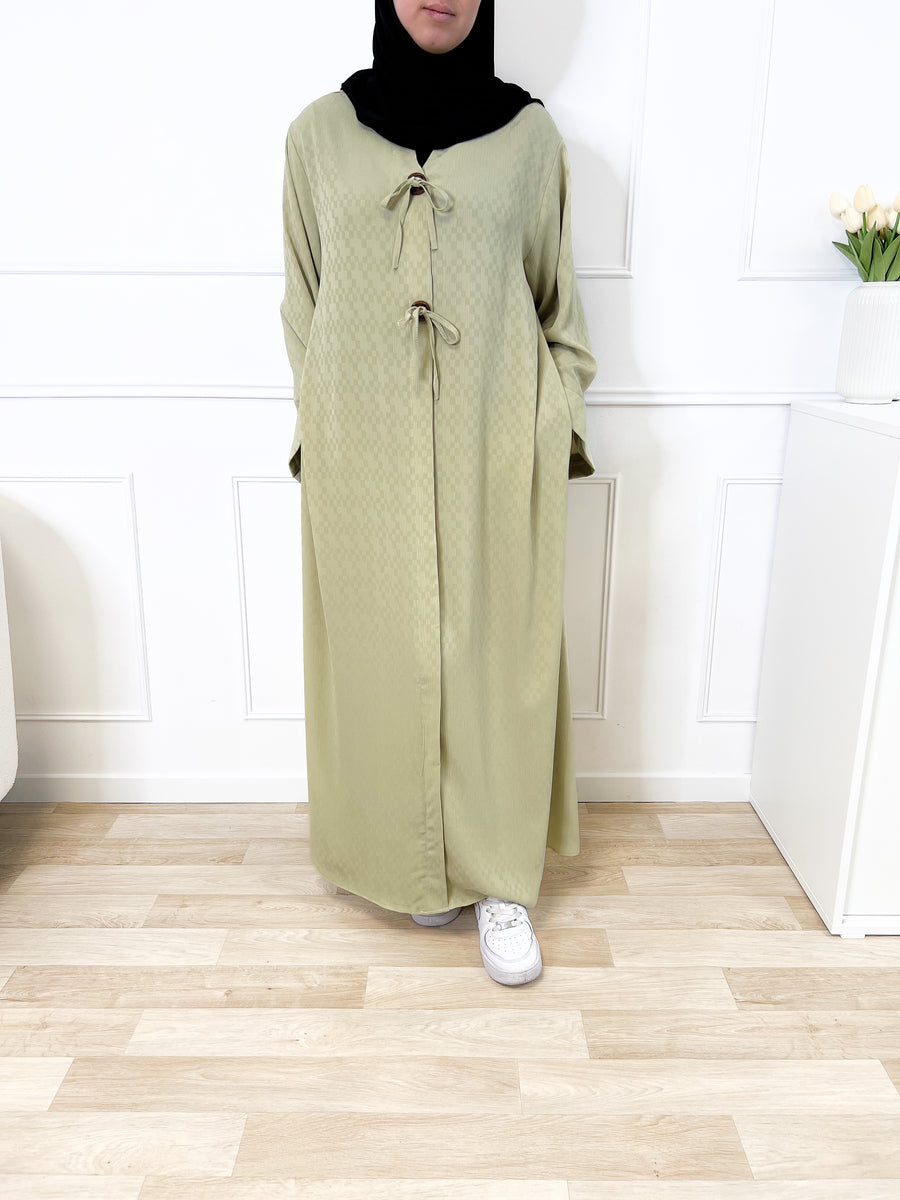 Abaya damier - Vert sauge