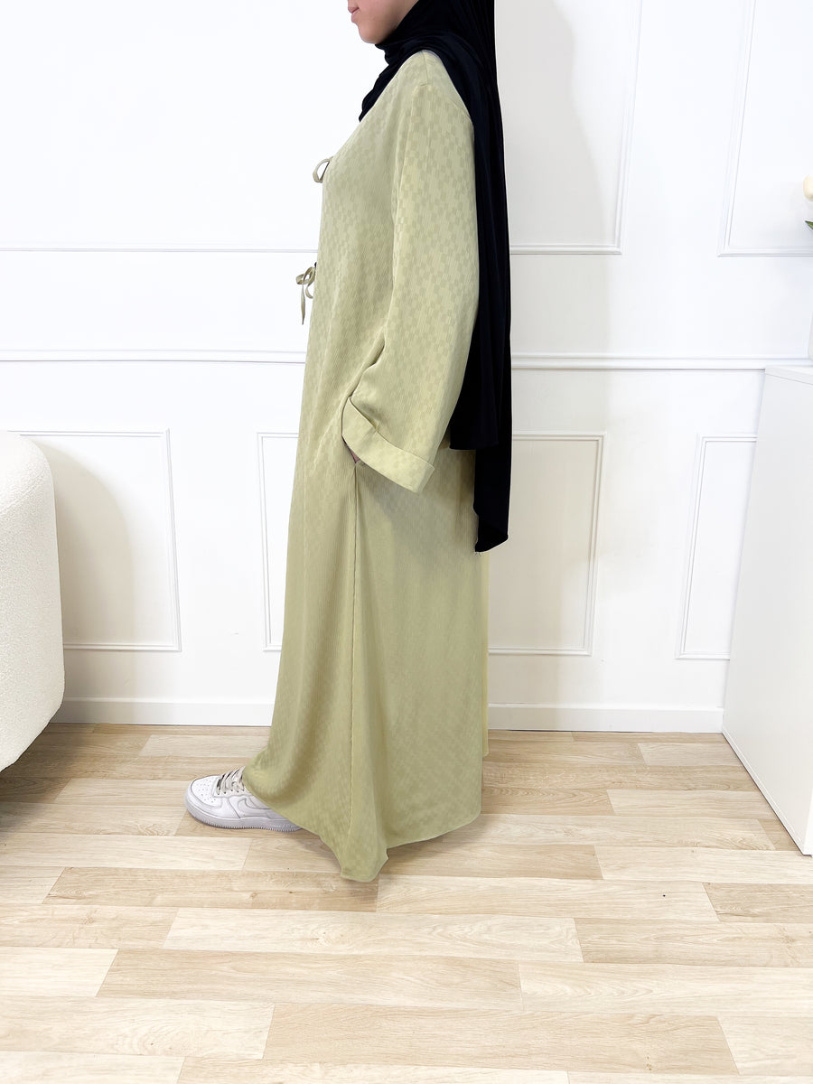 Abaya damier - Vert sauge