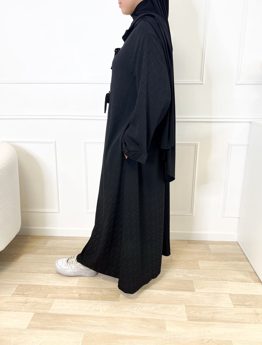 Abaya damier - Noire