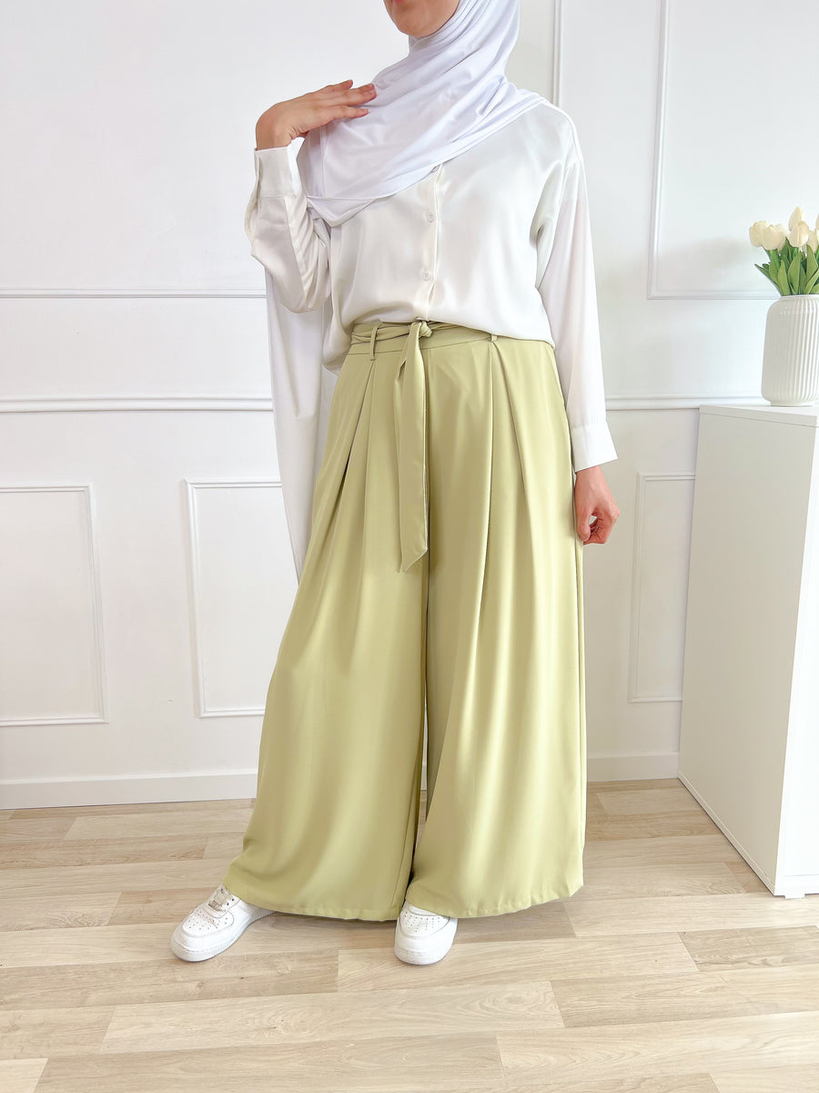 Pantalon palazzo vert sauge