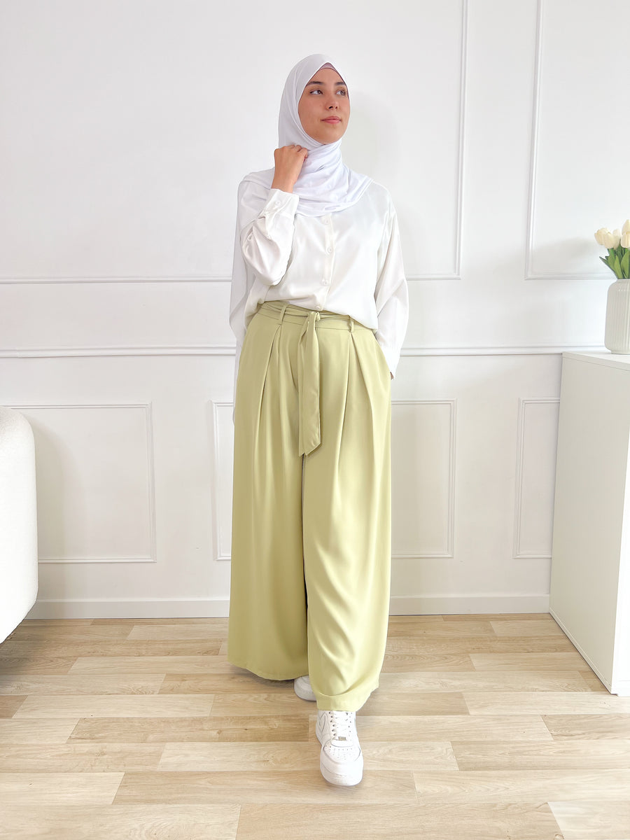 Pantalon palazzo vert sauge