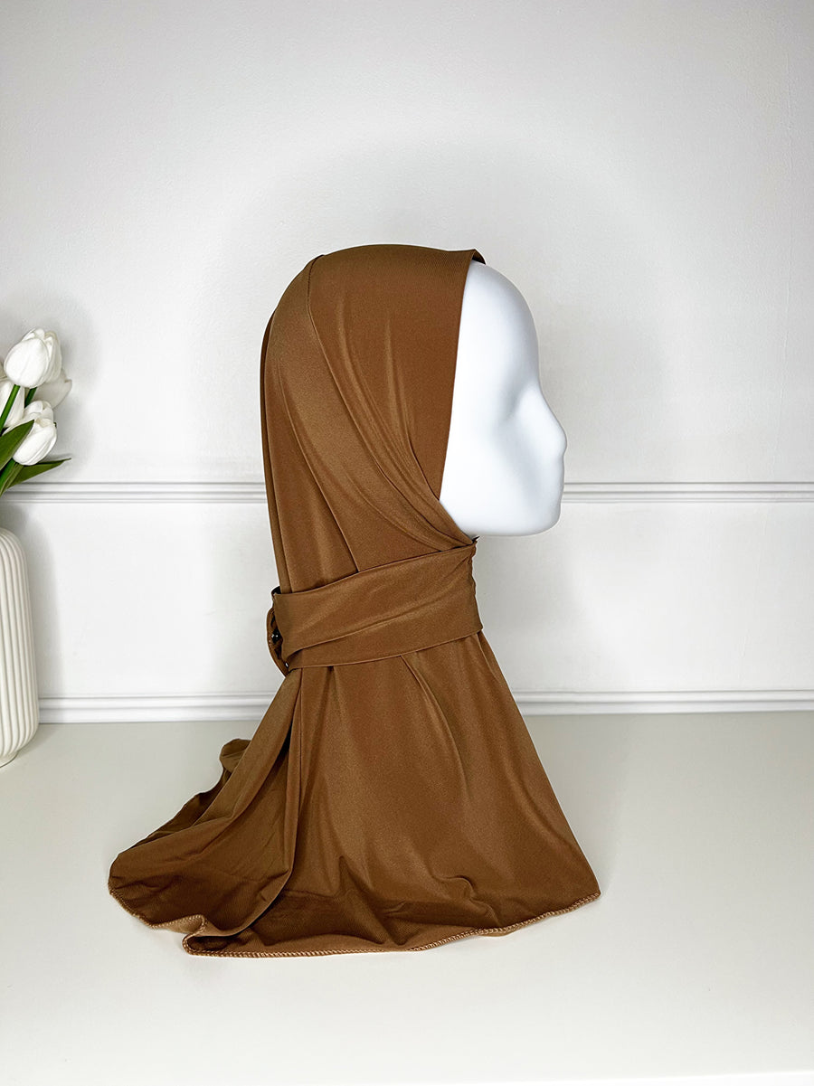 Hijab à enfiler à pression - Camel